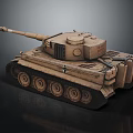 Sand Colored Military Tank With Long Gun Barrel Heavy Tracks And Turret Armor