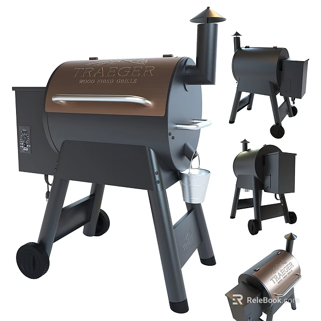 Traeger Wood Fired Grill Commercial Equipment With Mobile Design And Drip Cup Features 3d model 