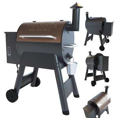 Traeger Wood Fired Grill Commercial Equipment With Mobile Design And Drip Cup Features 3d model