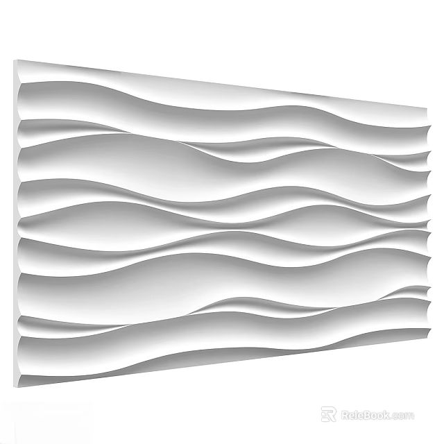 White Wavy Wall Panel Design With Modern Interior Decor And Home Styling Elements 3d model