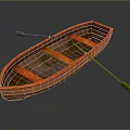 Traditional Wooden Boat With Oars And Wooden Seats For Water Transport