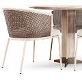Stylish Wooden Outdoor Round Table Set With Rattan Chairs And Comfortable Seating Design