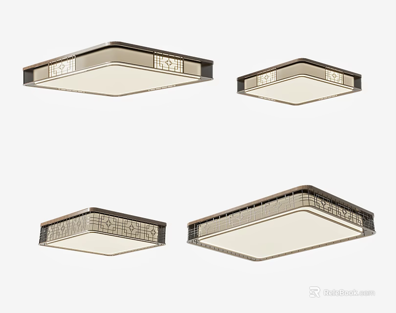 Modern Square Ceiling Lights with Decorative Frames and Multiple Sizes for Home Interiors 3d model