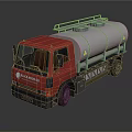 Red Black Horse Tanker Truck With Silver Tank And Warning Signs