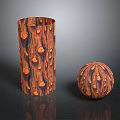 Wooden Stone Decorative Items With Cylindrical And Spherical Shapes Natural Texture