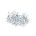 Blue And White Hydrangea Flower Vase Arrangement With Decorative Branches On Gray
