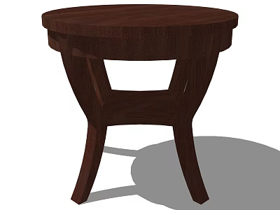 Dark Brown Wooden Bedside Table With Round Top And Unique Leg Design 3d model