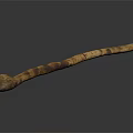 Ancient Handcrafted Wooden Weapon Staff With Textured Surface Isolated On Dark Background