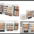 Kitchen Ovens Display With Multiple Layers And Baking Food From Different Angles 3d model