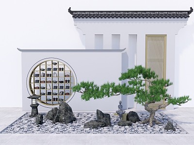 New Chinese style landscape sketch pine garden landscape 3d model