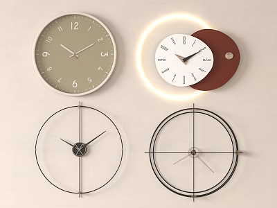 Wall Clocks With Various Minimalist Designs And Neutral Tones For Modern Home Decor 3d model
