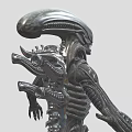Sci Fi Alien Creature Character With Skeletal Mechanical Design Long Tail And Sharp Claws
