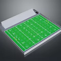 American Football Stadium Structure With Green Grass Field White Lines And Goalposts
