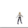 Stylish Game Movie Character With Blonde Hair White Top Black Shorts And Purple Strapped Stockings