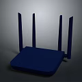 Blue Wireless Home Router With Four External Antennas And Modern Design
