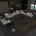 Modern Minotti Sofa Coffee Table Combination 3d model