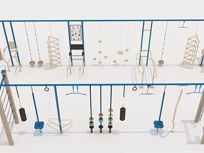 Indoor Play Equipment with Hanging Structures Climbing Frames and Rings for Kids Playing 3d model