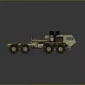 Sand Colored Military Tank With Six Wheels Spare Tire And Cargo Bed