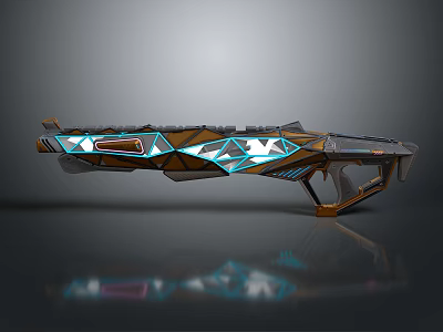Futuristic Sci Fi Weapon Design With Geometric Patterns Neon Blue Accents And Reflective Surface 3d model