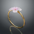 Gold Floral Ring With Pink Flower And Central Pink Detail Fashionable Accessory
