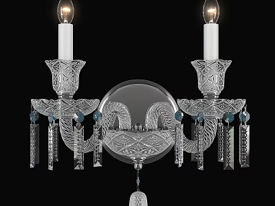 Elegant Crystal Wall Sconce With Candle Shaped Bulbs Ornate Decorations And Hanging Tassels 3d model