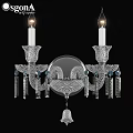 Elegant Crystal Wall Sconce With Candle Shaped Bulbs Ornate Decorations And Hanging Tassels