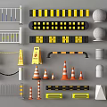 Essential Road Facilities With Guardrails Traffic Cones Barriers Bollards And Warning Strips