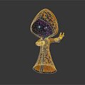 Mystical Orange Hooded Fantasy Creature With Starry Face Long Robe And Reaching Hand