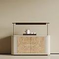 Modern Sideboard With Light Colored Body Wooden Doors And Black Metal Bar
