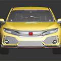 Yellow Honda Sports Car With Rear Spoiler And Sporty Body Design