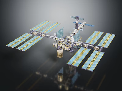 International Space Station Structure With Solar Panels And Orbital Modules In Space 3d model