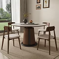 Middle-style round dining table and chair 3d model
