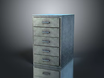 Sleek Metal Chest of Drawers With Five Drawers And Metal Handles 3d model
