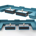 Modern Blue Sofa Coffee Table Combination With Two Rectangular Coffee Tables Design 3d model