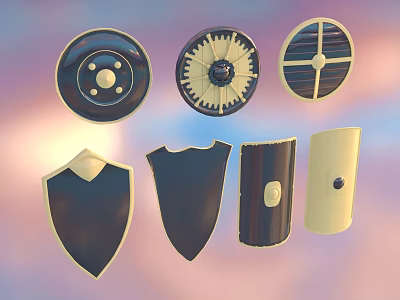 Shield Round Shield Wooden Shield Knight Shield Reinforced Tower Shield 3d model