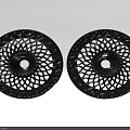 Two Black Circular Decorative Plates Featuring Intricate Carved Patterns For Home Decor 3d model