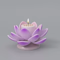 Decorative Lotus Lantern With Purple Pink Petals And Candle Wick On Pink Base
