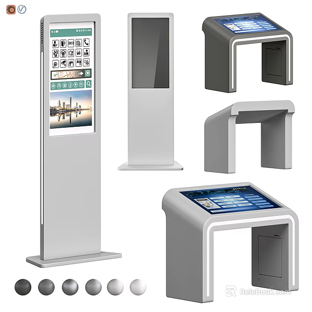 Intelligent Self Service Kiosks With Various Designs Standalone And Desktop Touchscreen Display Models 3d model 