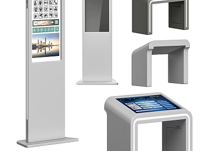 Intelligent Self Service Kiosks With Various Designs Standalone And Desktop Touchscreen Display Models 3d model