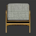 Comfortable Single Sofa With Wooden Frame Gray Plaid Fabric Modern Living Room Design