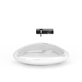 Modern White Oval Shaped Ceramic Washbasin With Black Faucet Design