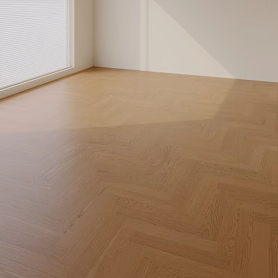 Elegant Herringbone Pattern Wooden Floor Featuring Light Wood Tone Under Natural Light 3d model