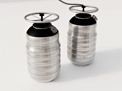 Silver Stacked Design Household Decorative Items With Black Top And Round Handles 3d model