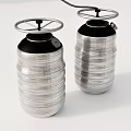 Silver Stacked Design Household Decorative Items With Black Top And Round Handles