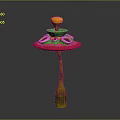Colorful Decorative Plant With Pink Base Green Stem And Yellow Top Decorative Structure
