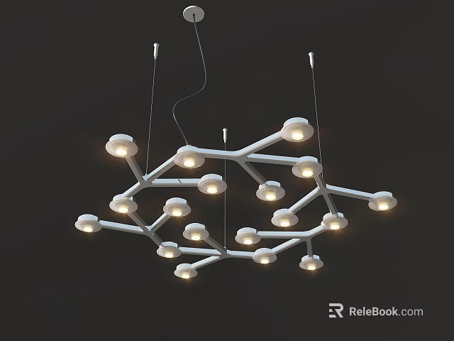 Unique Shaped Chandelier With Modern Branch Like Structure And Multiple Light Bulbs 3d model 
