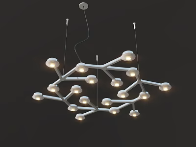 Unique Shaped Chandelier With Modern Branch Like Structure And Multiple Light Bulbs 3d model