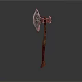 Handcrafted Decorative Axe With Intricate Metal Head And Wooden Handle