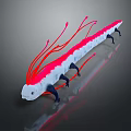 Colorful Alien Game Character With White Pink Body Red Tendrils And Black Legs