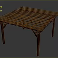 Wooden Pergola Structure With Lattice Top And Supporting Posts For Outdoor Garden Courtyard